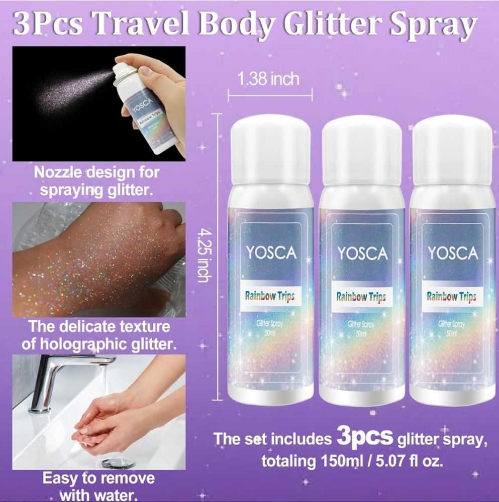 Yosca Rainbow Trips Body Glitter Spray